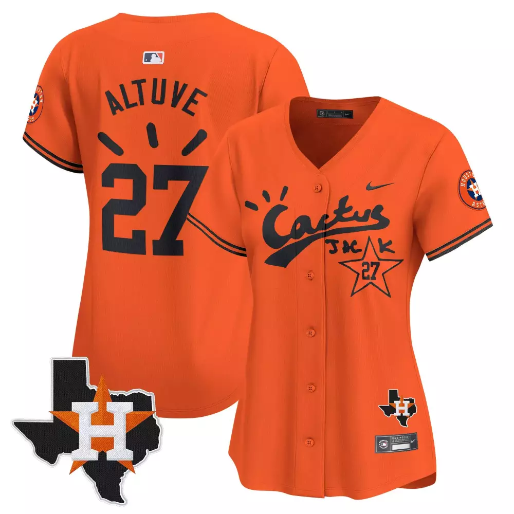 jose altuve orange womens houston astros cactus jack champions patch vapor premier limited jersey all stitched