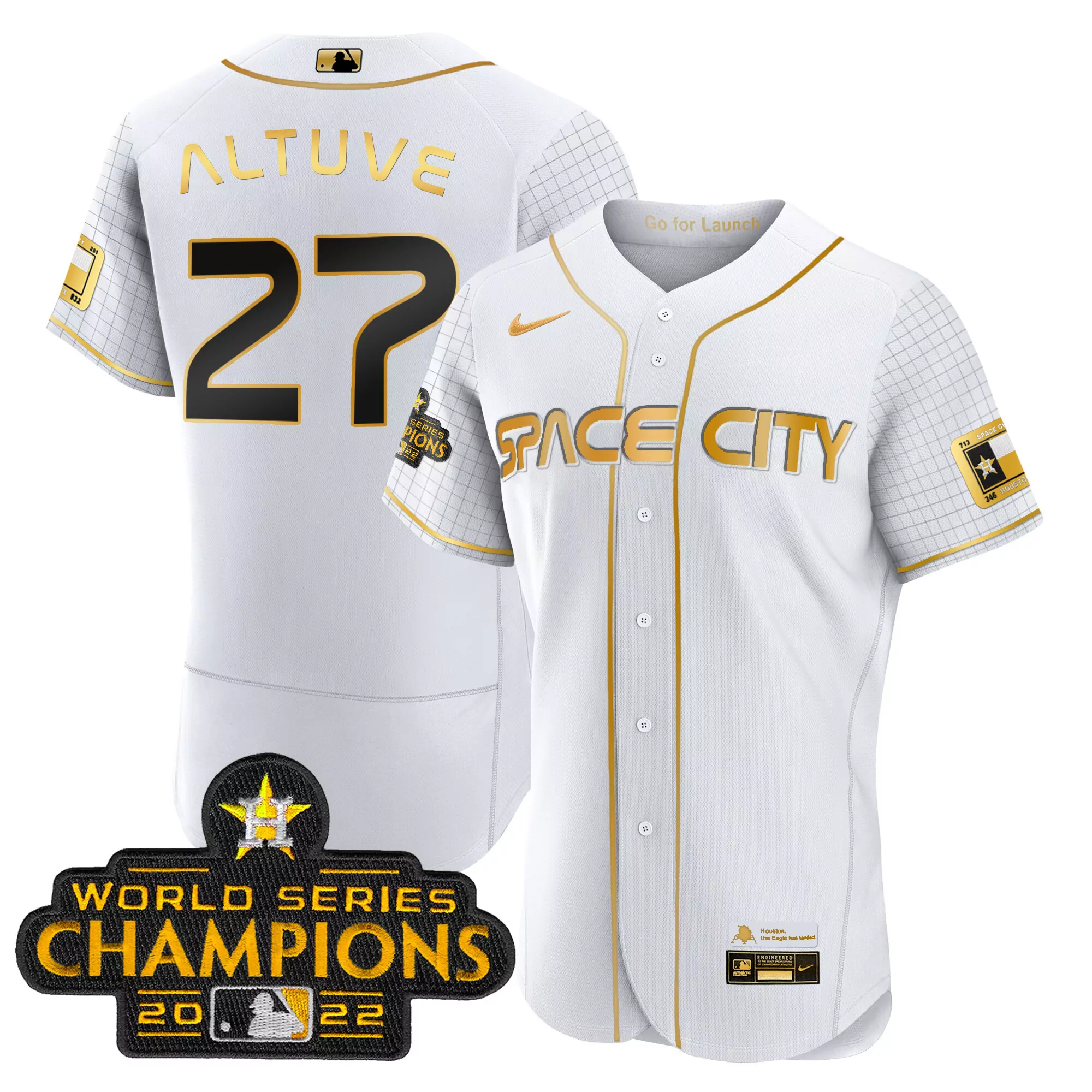 jose altuve white gold youths houston astros 2023 space city champions flex jersey n all stitched
