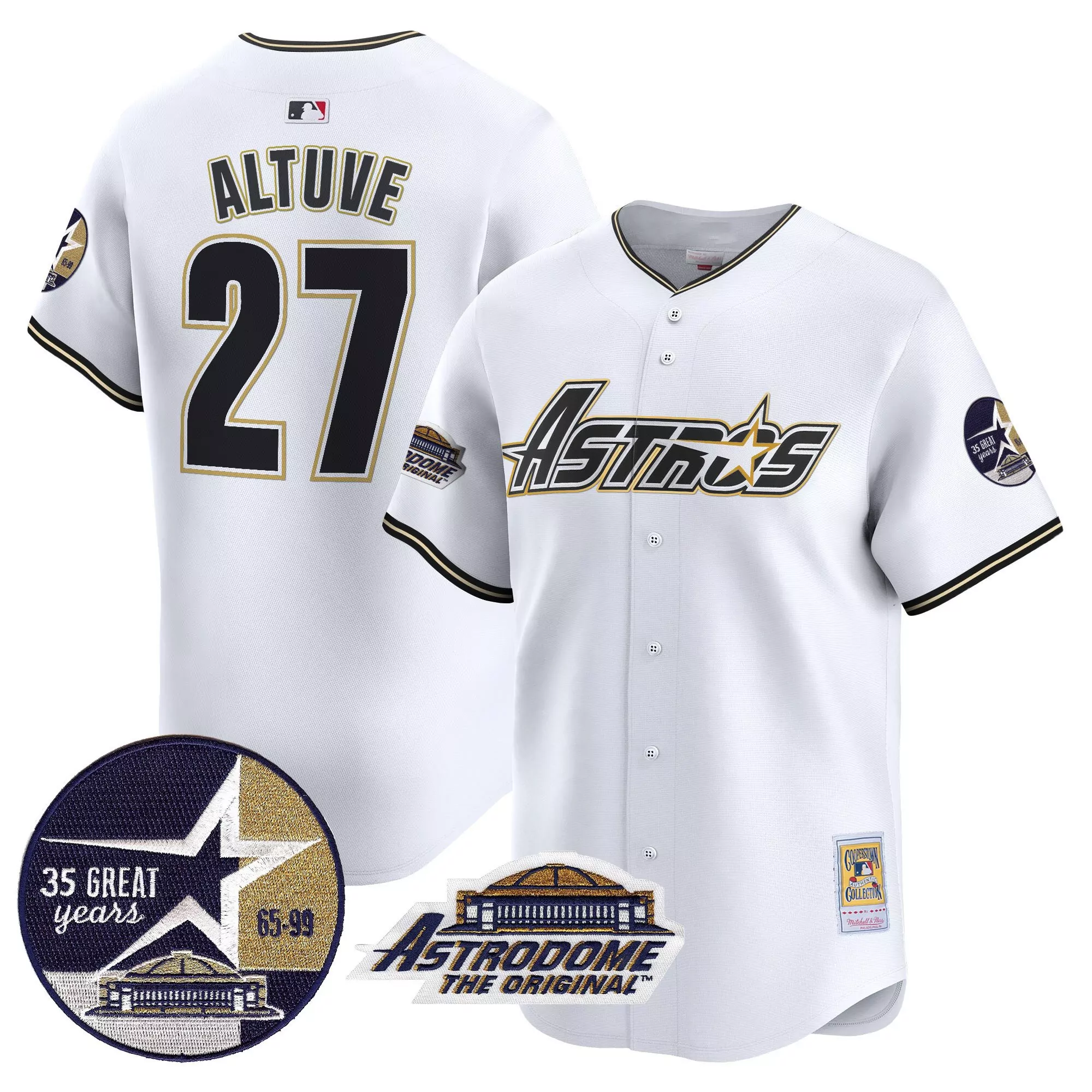 jose altuve white gold youths houston astros 2023 space city champions flex jersey n all stitched