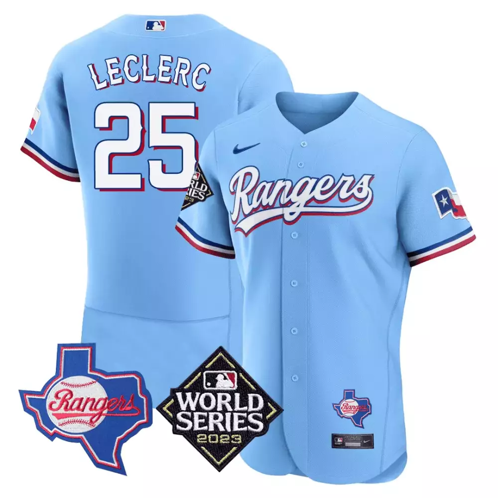 jose leclerc grey mens texas rangers texas state 2023 world series patch jersey all stitched