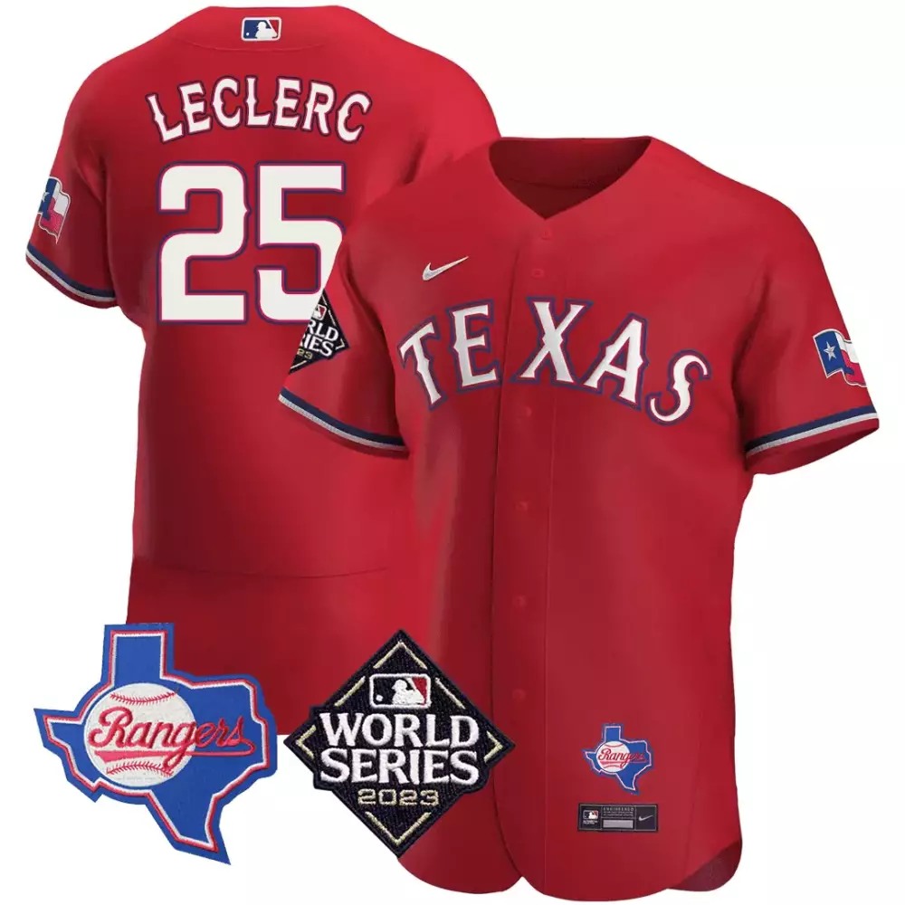 jose leclerc grey mens texas rangers texas state 2023 world series patch jersey all stitched