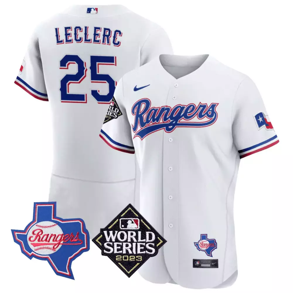 jose leclerc white mens texas rangers texas state 2023 world series patch jersey all stitched