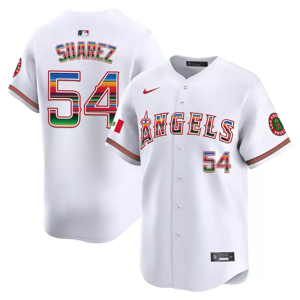 jose suarez white mens los angeles angels mexico vapor premier limited jersey all stitched