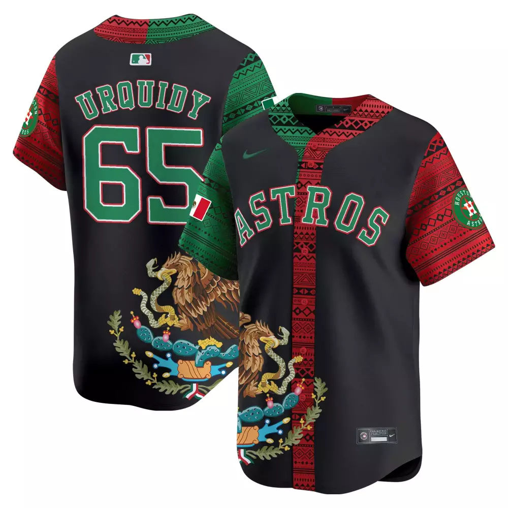 jose urquidy black mens houston astros 2024 mexico city series patch vapor premier limited jersey all stitched