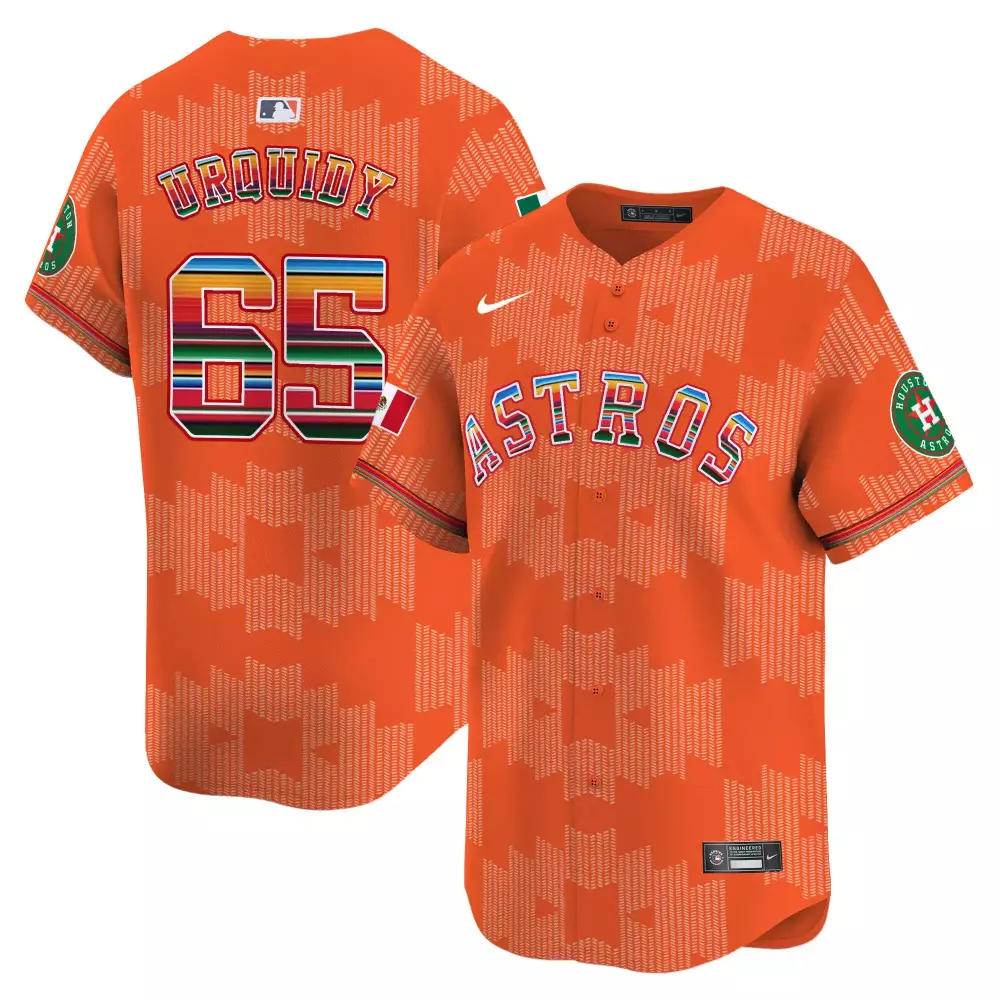 jose urquidy orange mens houston astros mexico serape style vapor premier limited jersey v2 printed