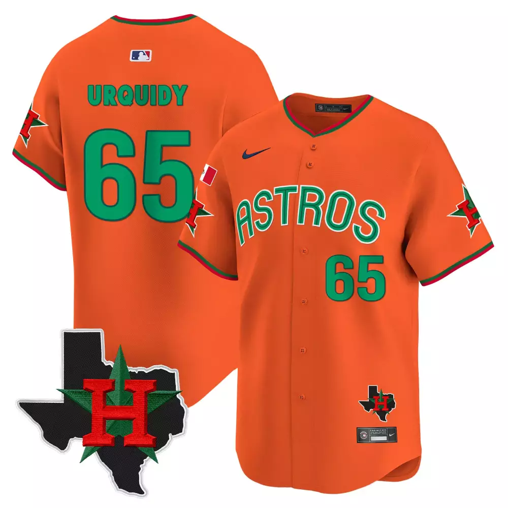 jose urquidy orange mens houston astros mexico serape style vapor premier limited jersey v2 printed