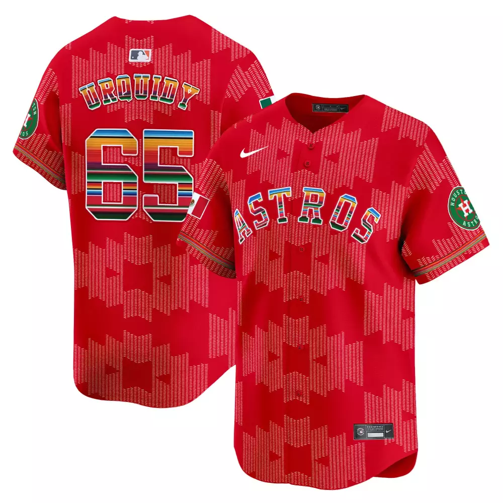 jose urquidy red mens houston astros mexico serape style vapor premier limited jersey v2 printed