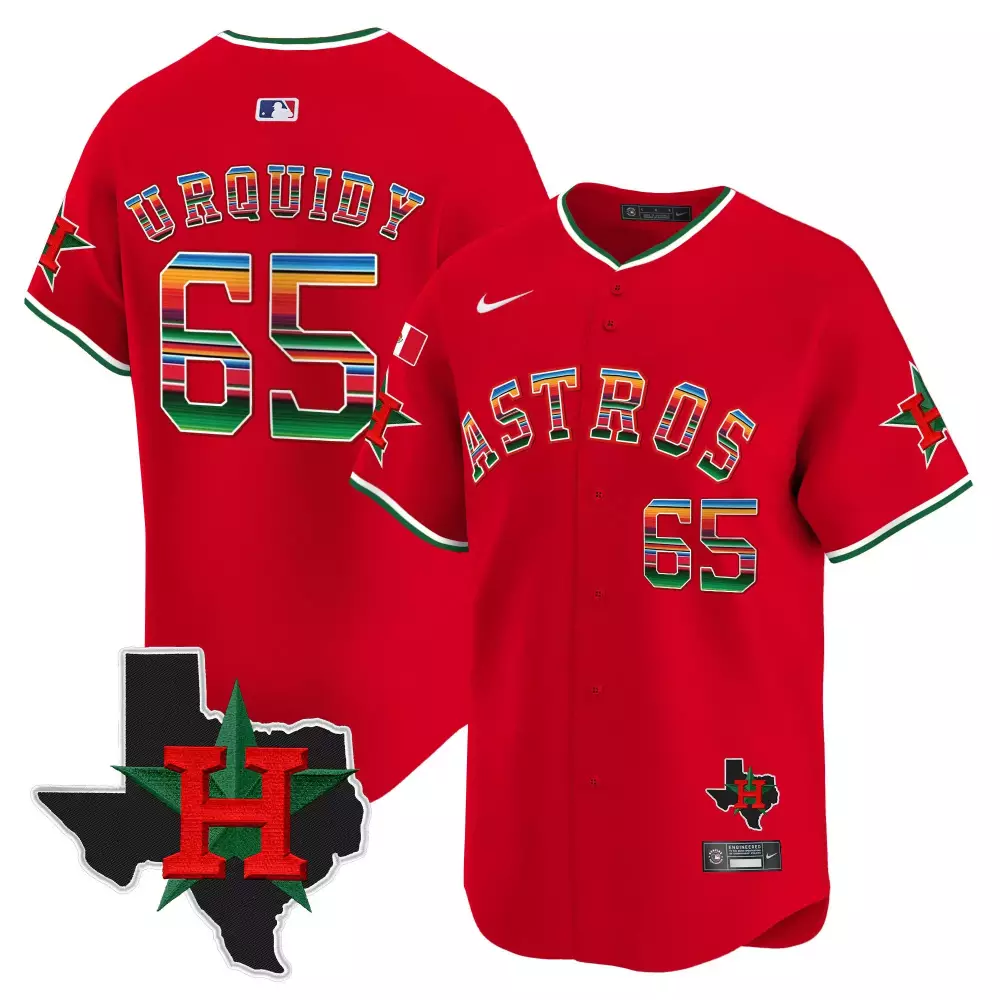jose urquidy red mens houston astros mexico serape style vapor premier limited jersey v2 printed