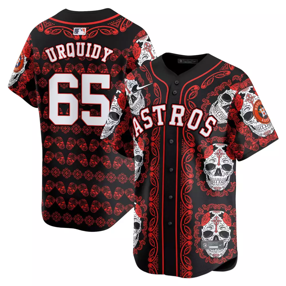 jose urquidy red mens houston astros paisley sugar skull vapor premier limited jersey printed