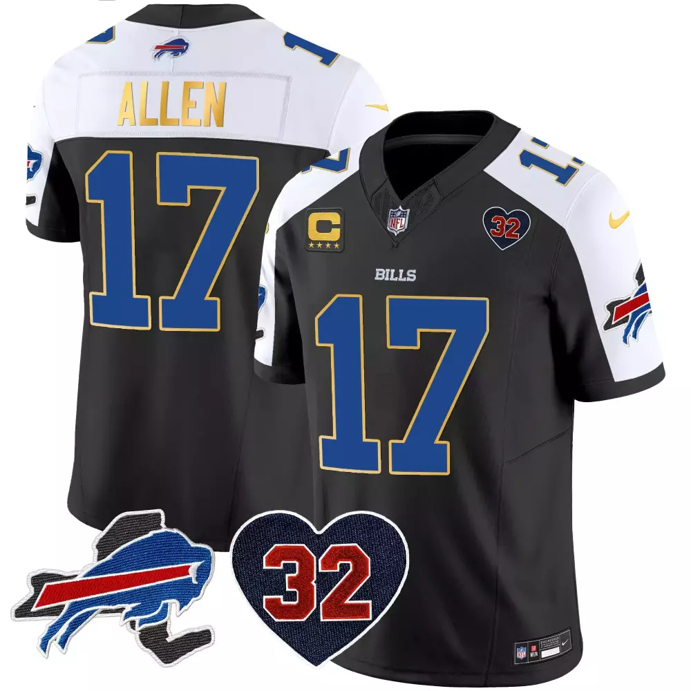 josh allen black alternate mens buffalo bills oj simpson patch gold trim vapor limited jersey all stitched
