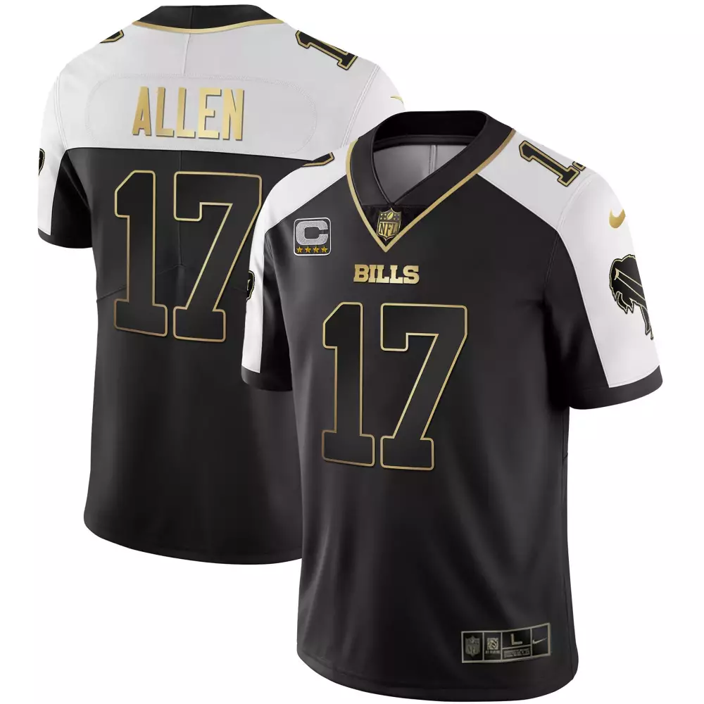 josh allen black gold mens buffalo bills 2023 afc east champions patch gold vapor jersey all stitched
