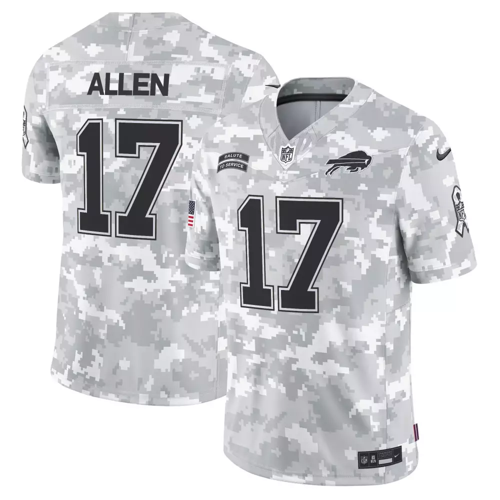 josh allen men buffalo bills 2024 salute to service vapor limited jersey arctic camo all stitched