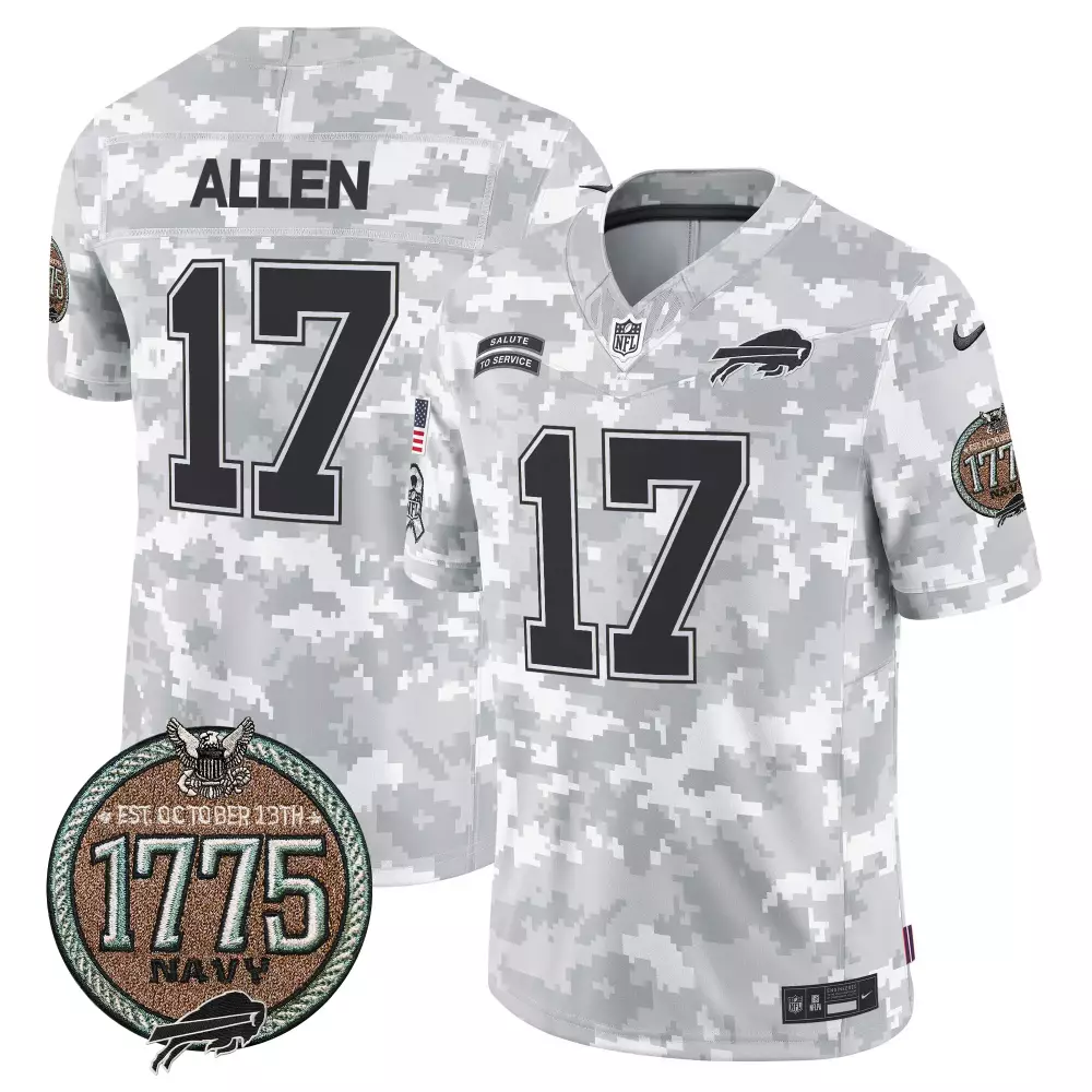 josh allen men buffalo bills 2024 salute to service vapor limited jersey arctic camo all stitched