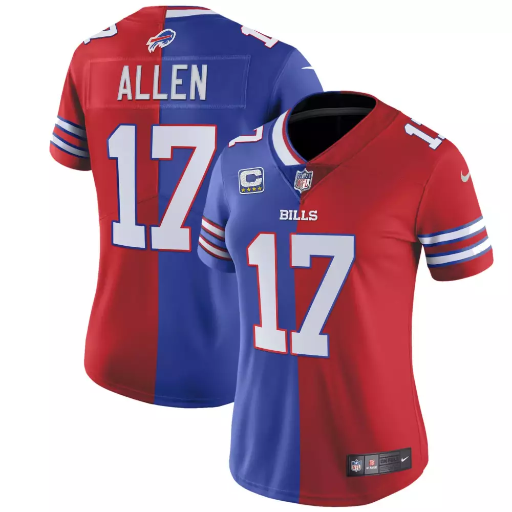josh allen split royal red mens buffalo bills white gold black gold all stitched