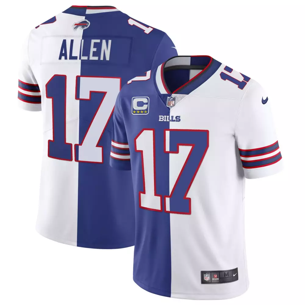 josh allen split royal red mens buffalo bills white gold black gold all stitched