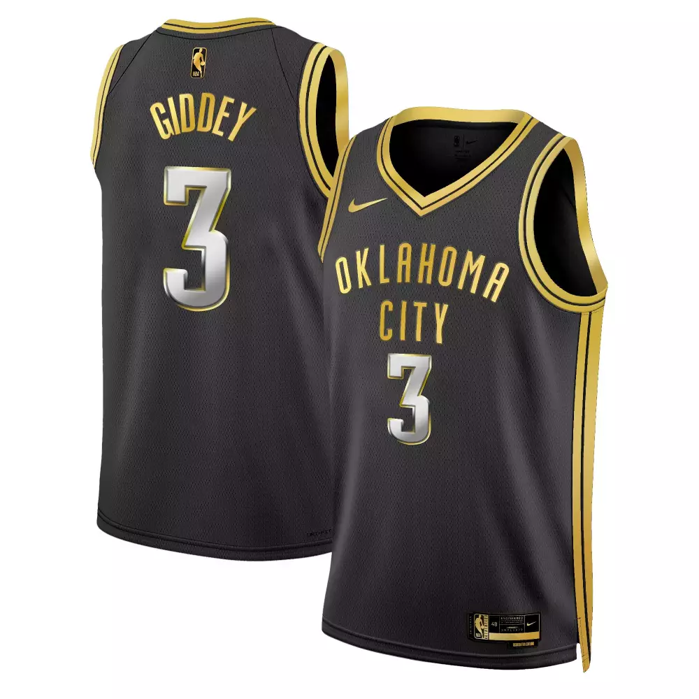 josh giddey black gold mens oklahoma city thunder swingman jersey all stitched