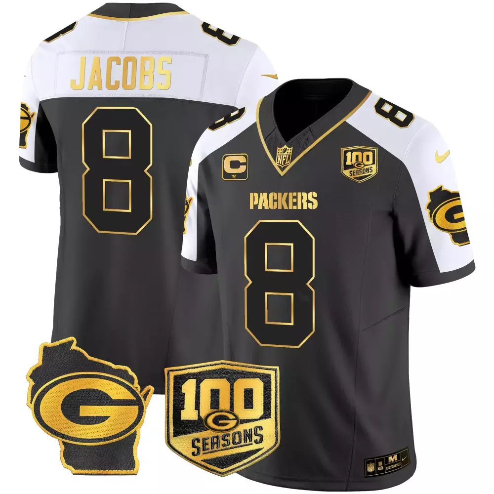 Josh Jacobs 100th Season Home Patch Gold Vapor Limited Jersey | Green Bay Packers Fan Gear | For Men, Women & Youth