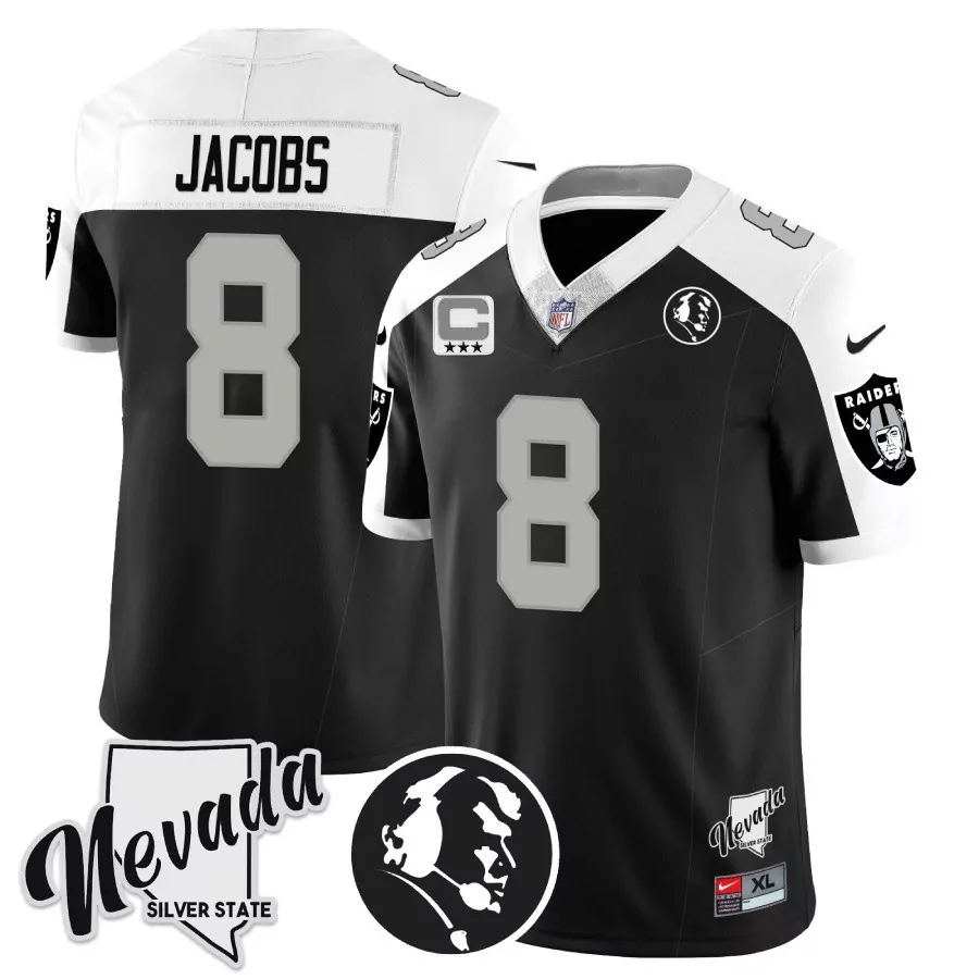 Josh Jacobs Alternate Men's Las Vegas Raiders John Madden Honoring Nevada Silver State Patch Vapor Jersey | All Stitched | Fan Gear | For Men, Women & Youth