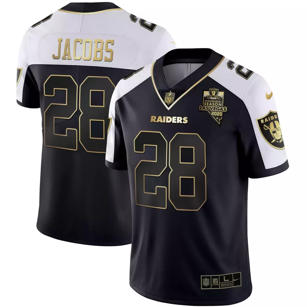 Josh Jacobs Black Gold Men's Raiders Inaugural Season Jersey | Stitched Limited Edition Design | Fan Gear for Game Day | For Men, Women & Youth