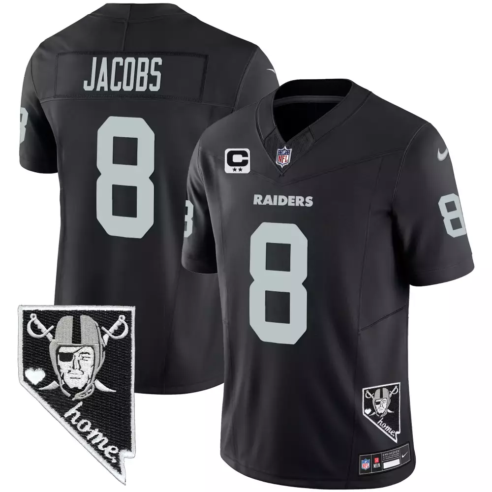 Josh Jacobs Black Men's Las Vegas Raiders Nevada Home Patch Vapor Jersey | All Stitched | Fan Gear | For Men, Women & Youth