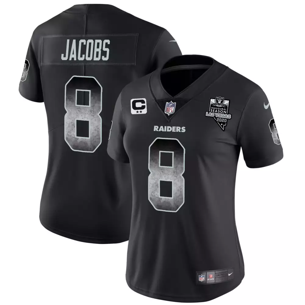 josh jacobs black sleeves mens las vegas raiders alternate vapor black gold black inverted limited inaugural season patc