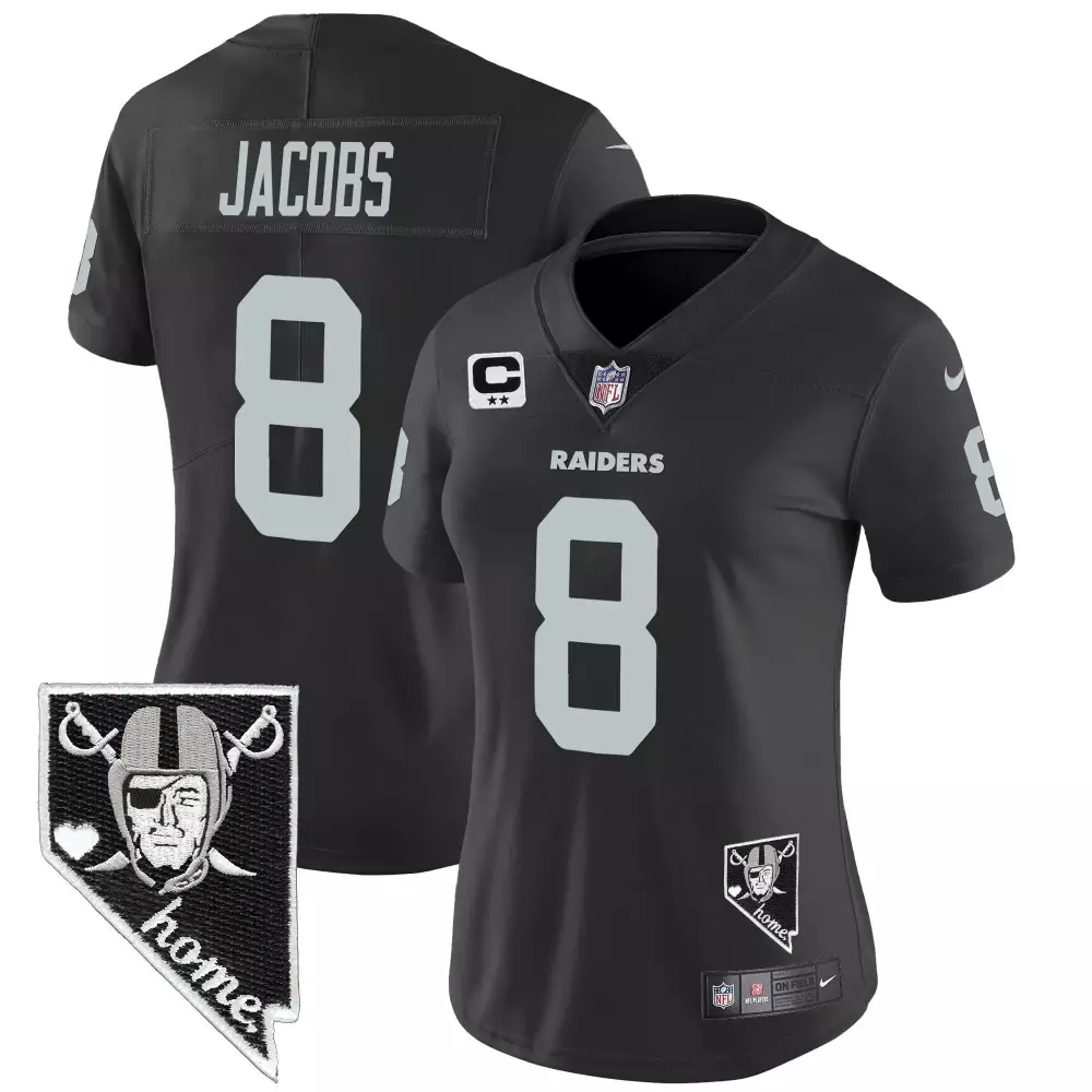 josh jacobs black sleeves mens las vegas raiders alternate vapor black gold black inverted limited inaugural season patc