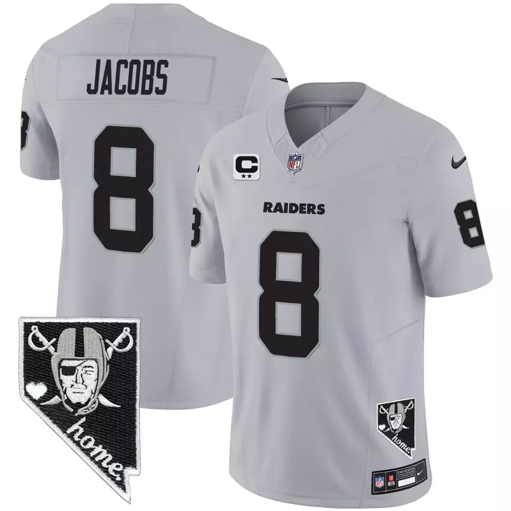 josh jacobs gray mens las vegas raiders nevada home patch vapor jersey all stitched