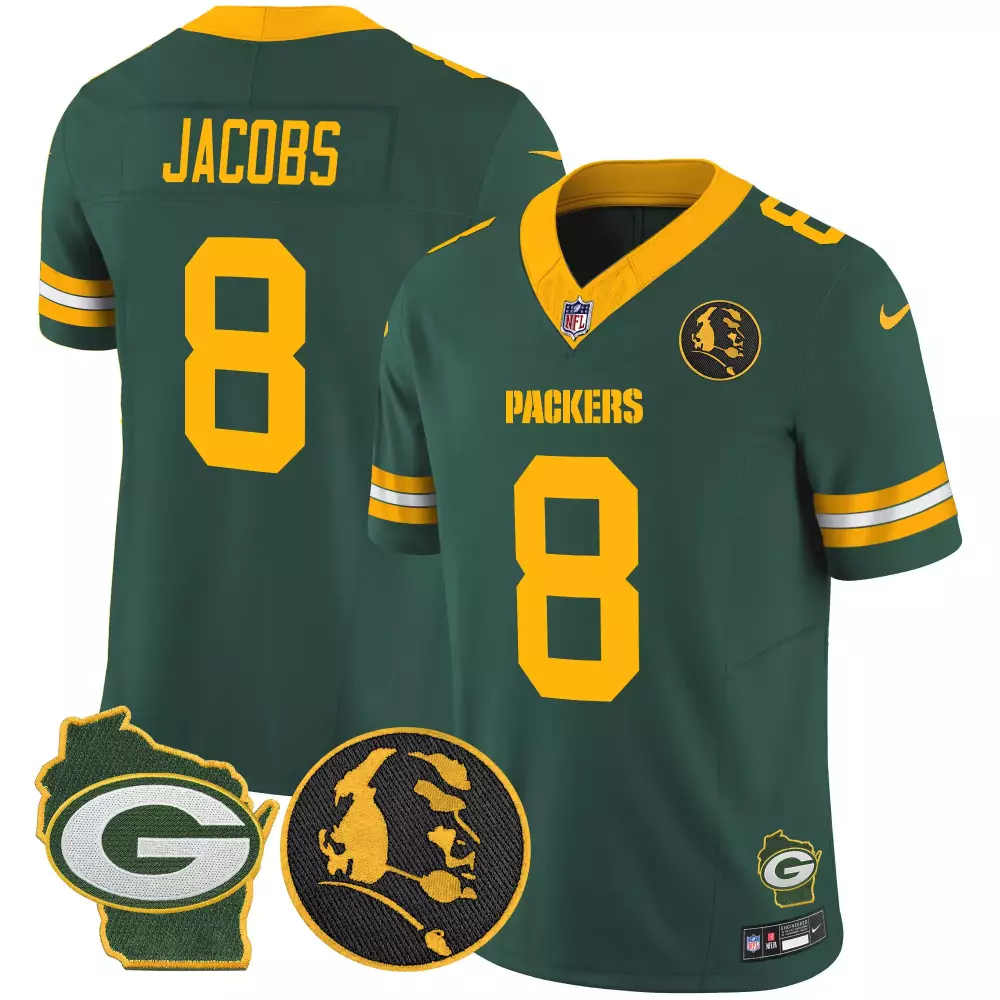 Josh Jacobs Green Bay Packers John Madden Home Patch Vapor Limited Jersey | Green Alternate Style | For Men, Women & Youth