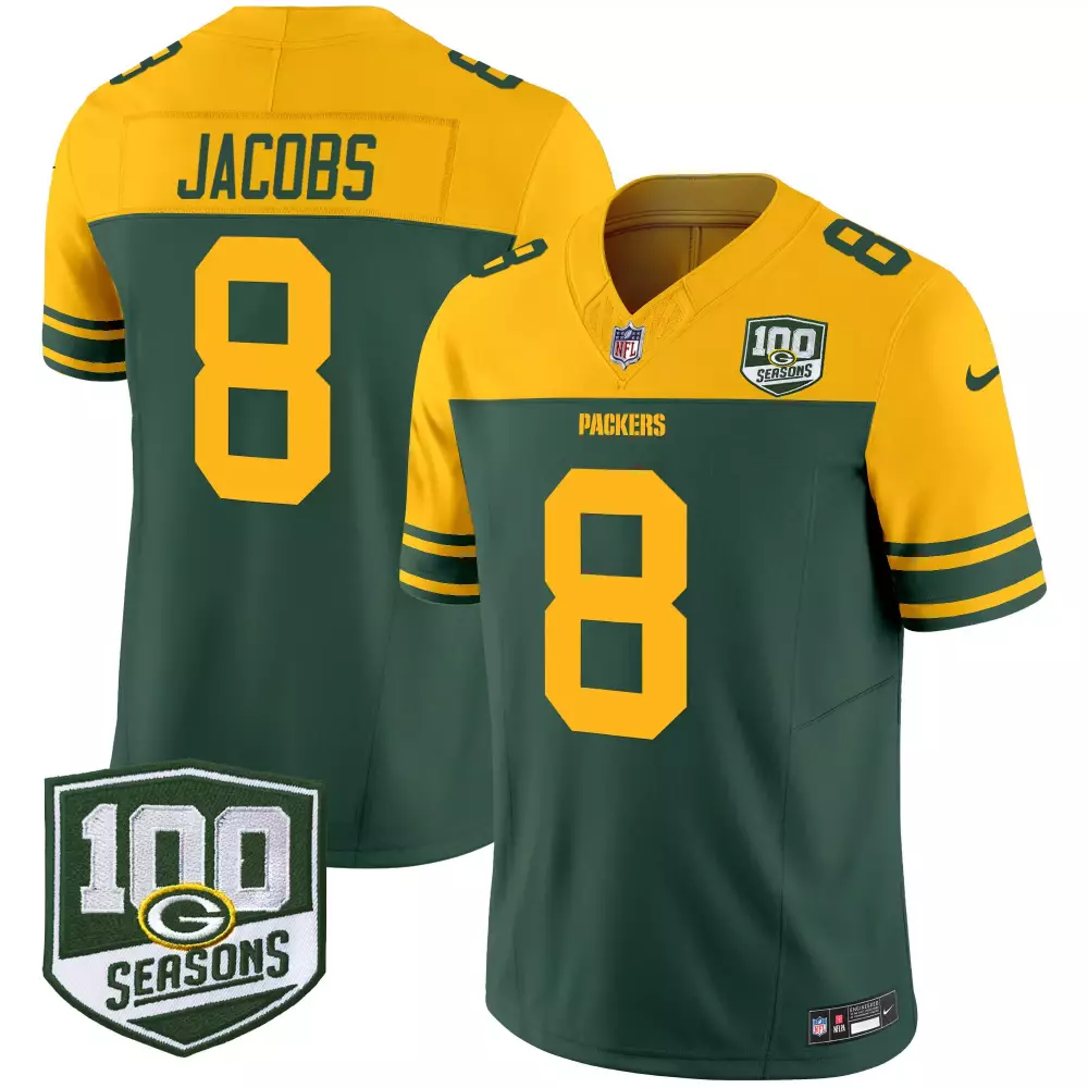 Josh Jacobs Green Bay Packers Special Edition 100th Season Home Patch Vapor Limited Jersey | Green Style | For Men, Women & Youth