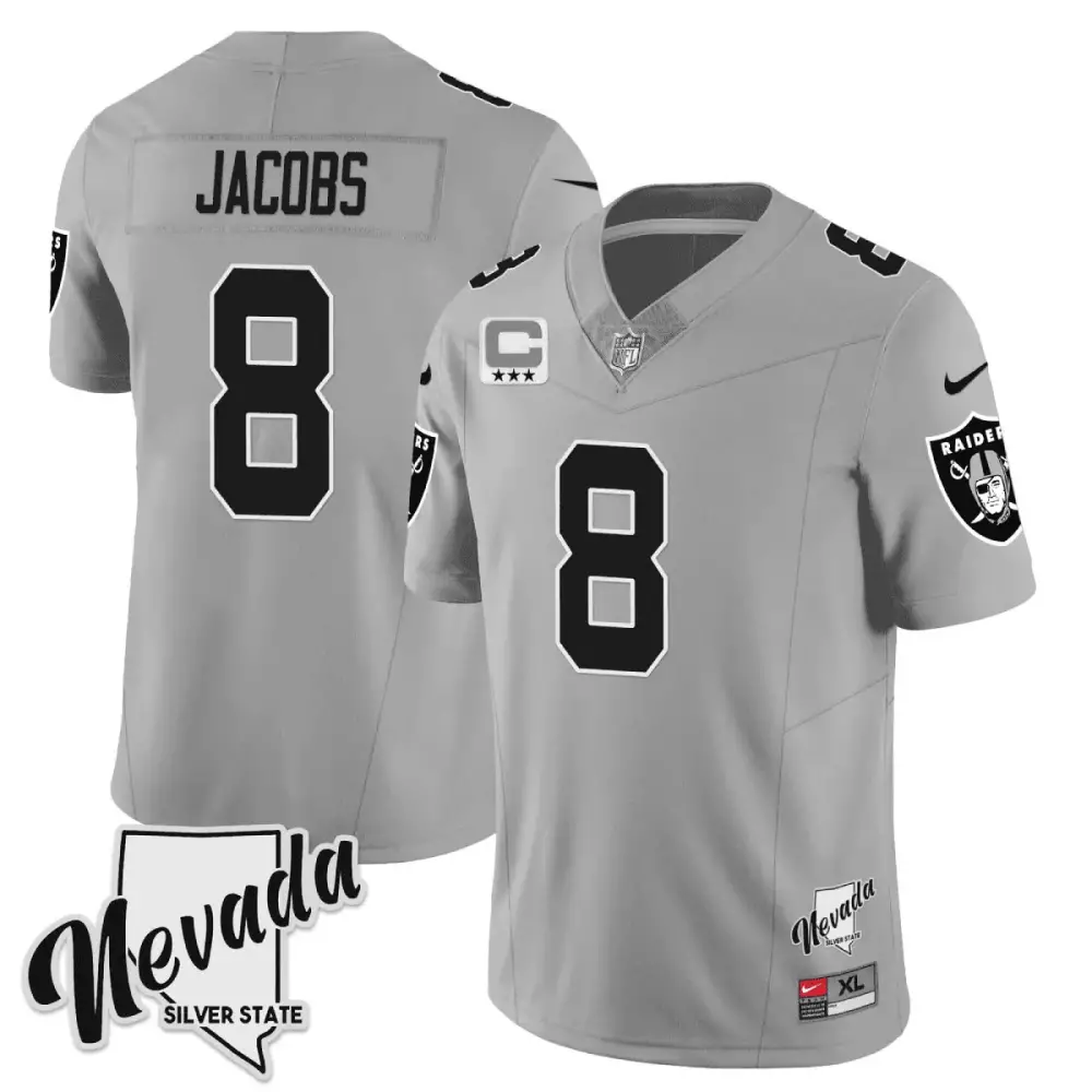 Josh Jacobs Raiders 2023 Nevada Silver State Patch Vapor Jersey | Men's All Stitched Design | Fan Gear for Men, Women & Youth