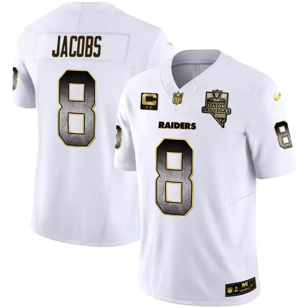 josh jacobs split mens las vegas raiders 60th season patch gold split all stitched