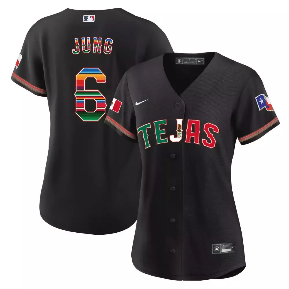 josh jung black womens texas rangers mexico flag jersey all stitched