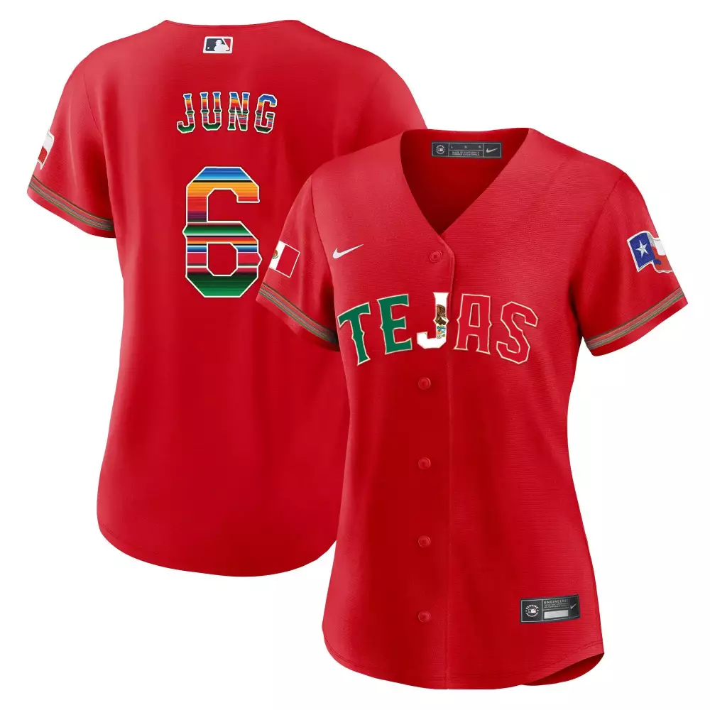 josh jung red womens texas rangers 2024 jackie robinson patch vapor premier limited jersey all stitched