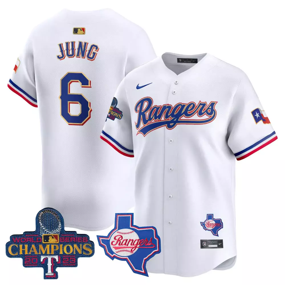 josh jung white mens texas rangers 2023 world series champions gold trim vapor premier limited jersey v2 all stitched