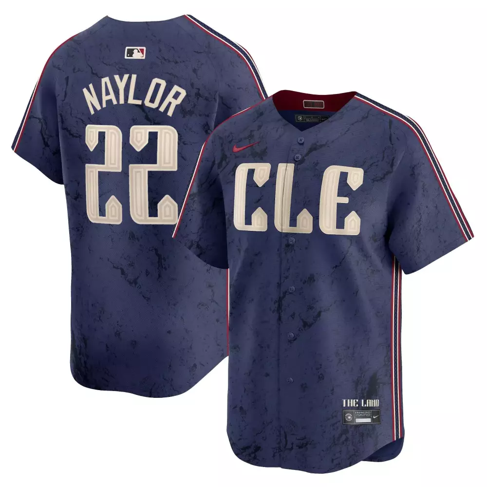 josh naylor navy mens cleveland guardians 2024 city connect vapor premier limited jersey all stitched