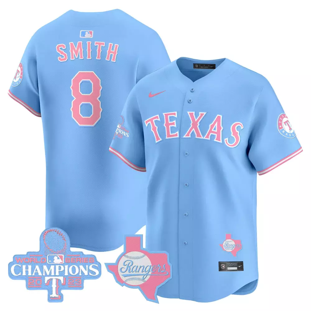 josh smith light blue unisex texas rangers bubblegum pink vapor premier limited jersey all stitched