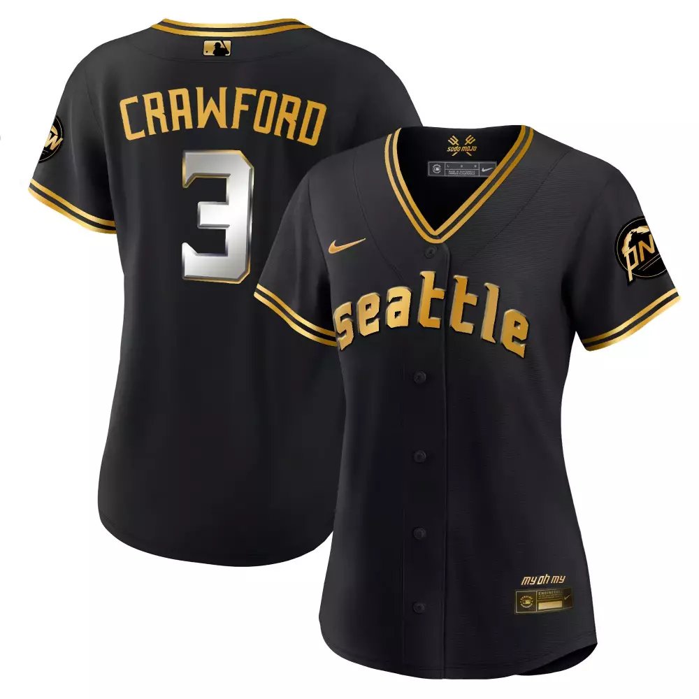 jp crawford black gold womens seattle mariners 2023 city connect gold jersey all stitched