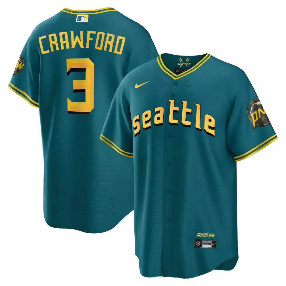 jp crawford black gold womens seattle mariners 2023 city connect gold jersey all stitched