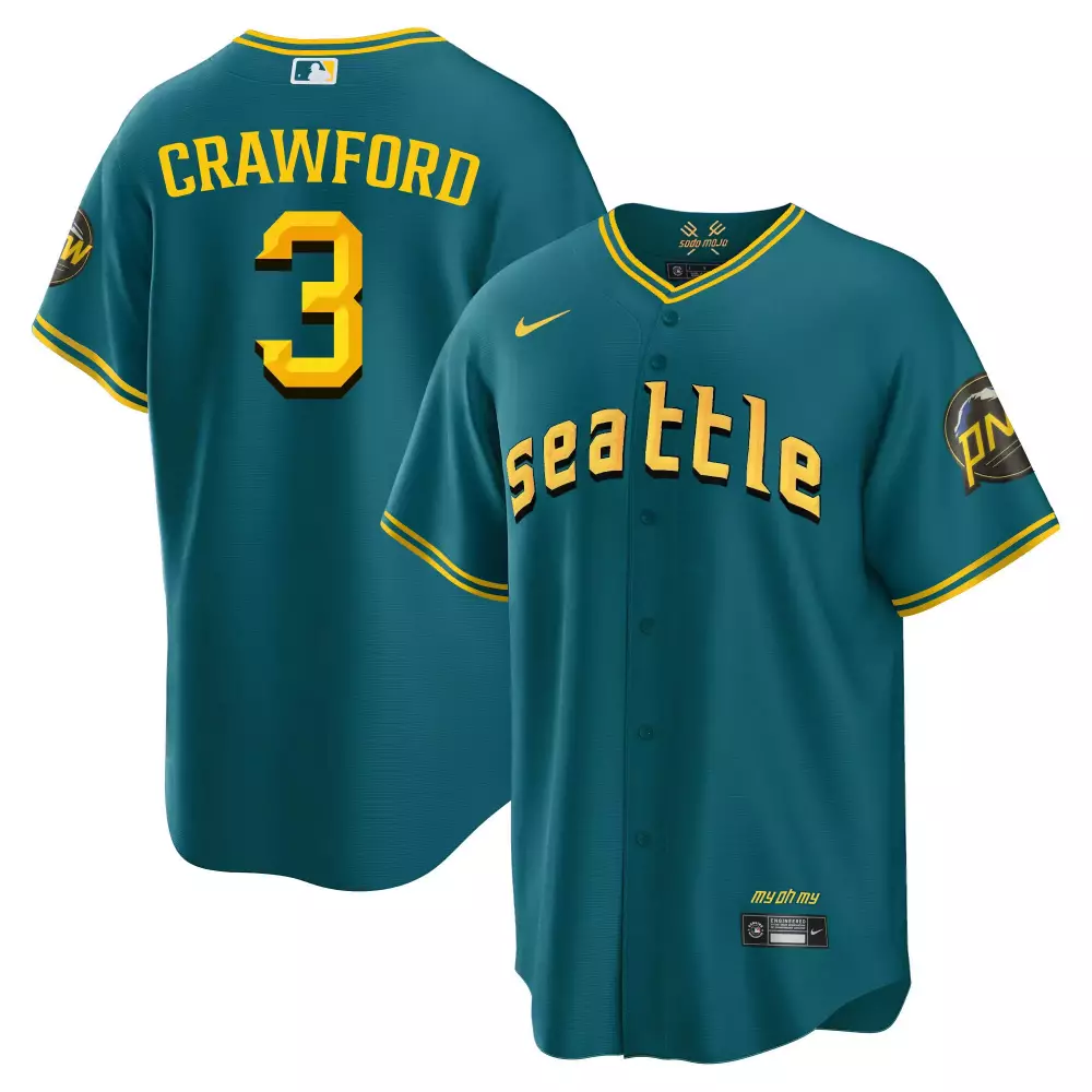 jp crawford black gold womens seattle mariners 2023 city connect gold jersey all stitched
