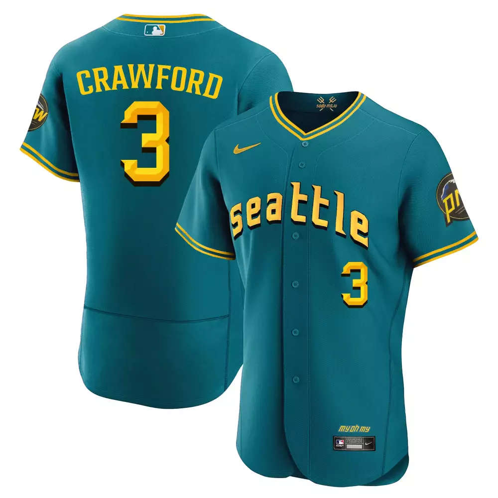 jp crawford flex aqua mens seattle mariners 2023 city connect collection jersey all stitched