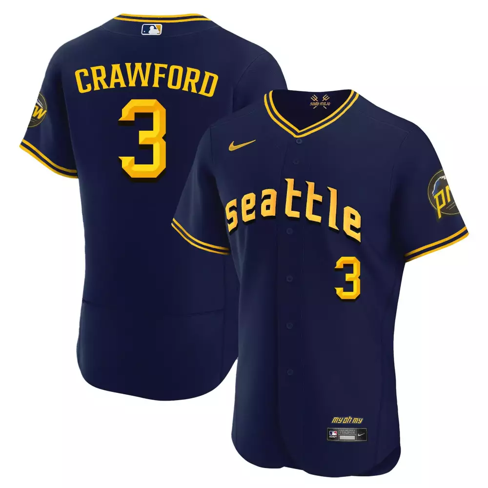 jp crawford flex black gold mens seattle mariners 2023 city connect gold jersey all stitched