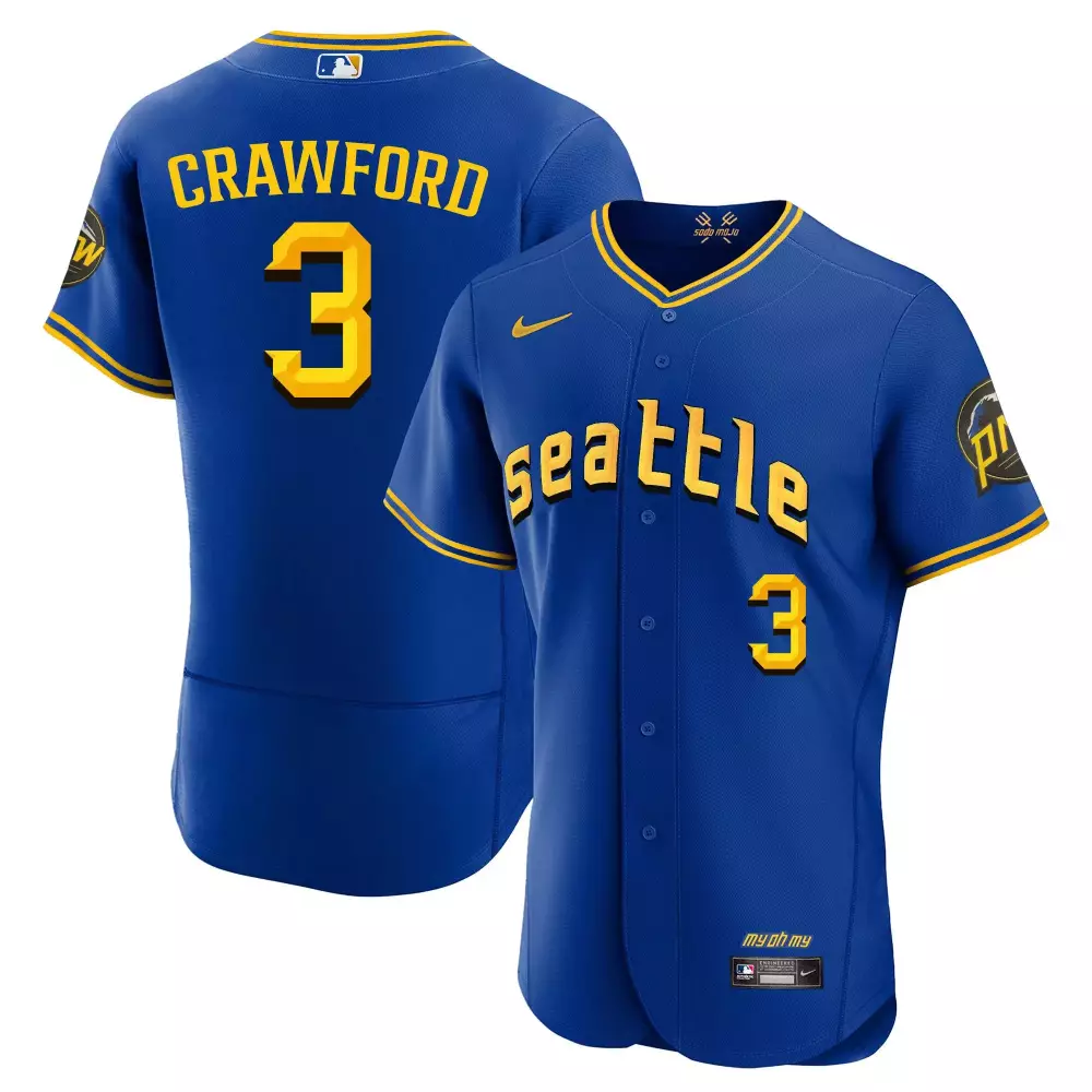 jp crawford flex black gold mens seattle mariners 2023 city connect gold jersey all stitched