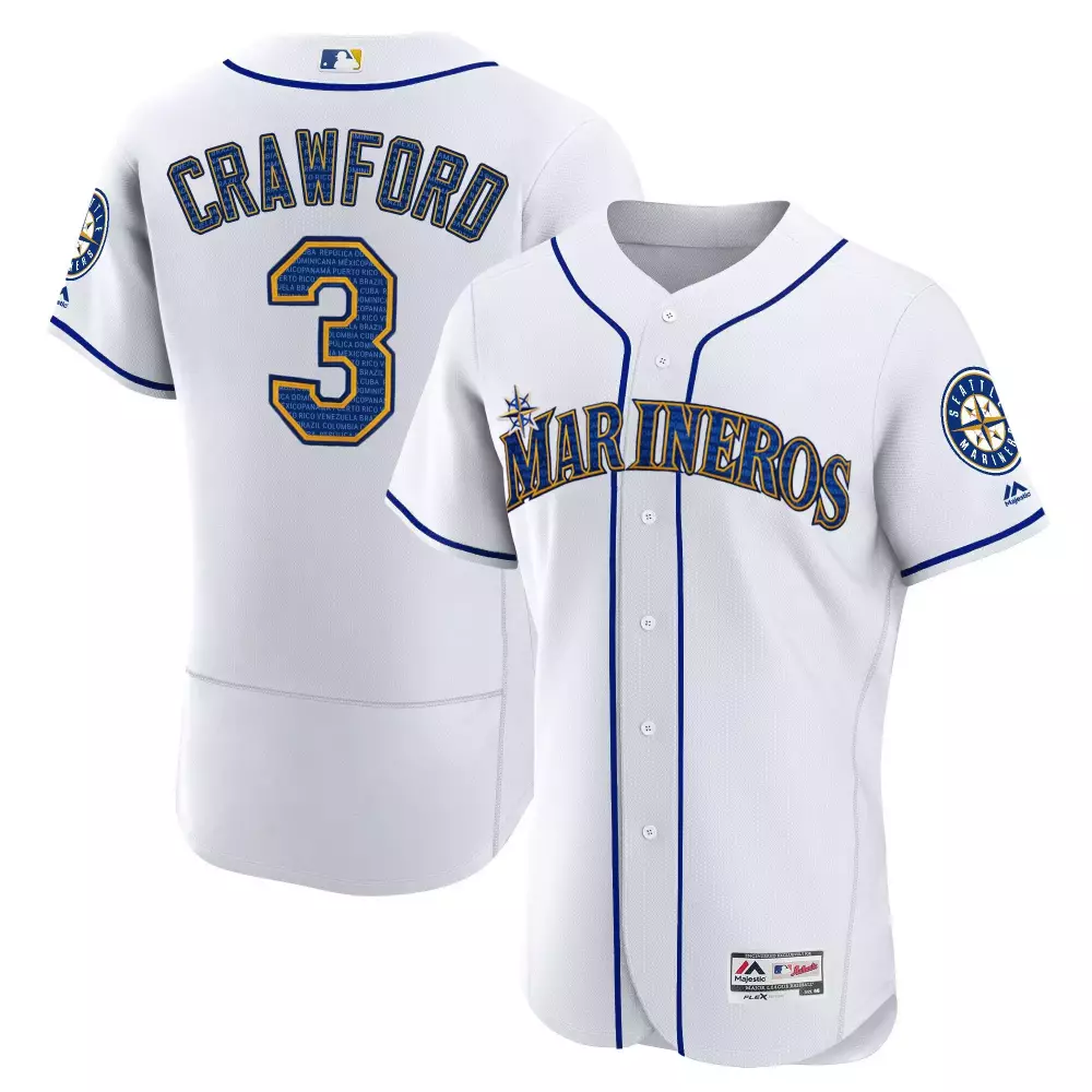 jp crawford men seattle mariners cool base jersey white all stitched