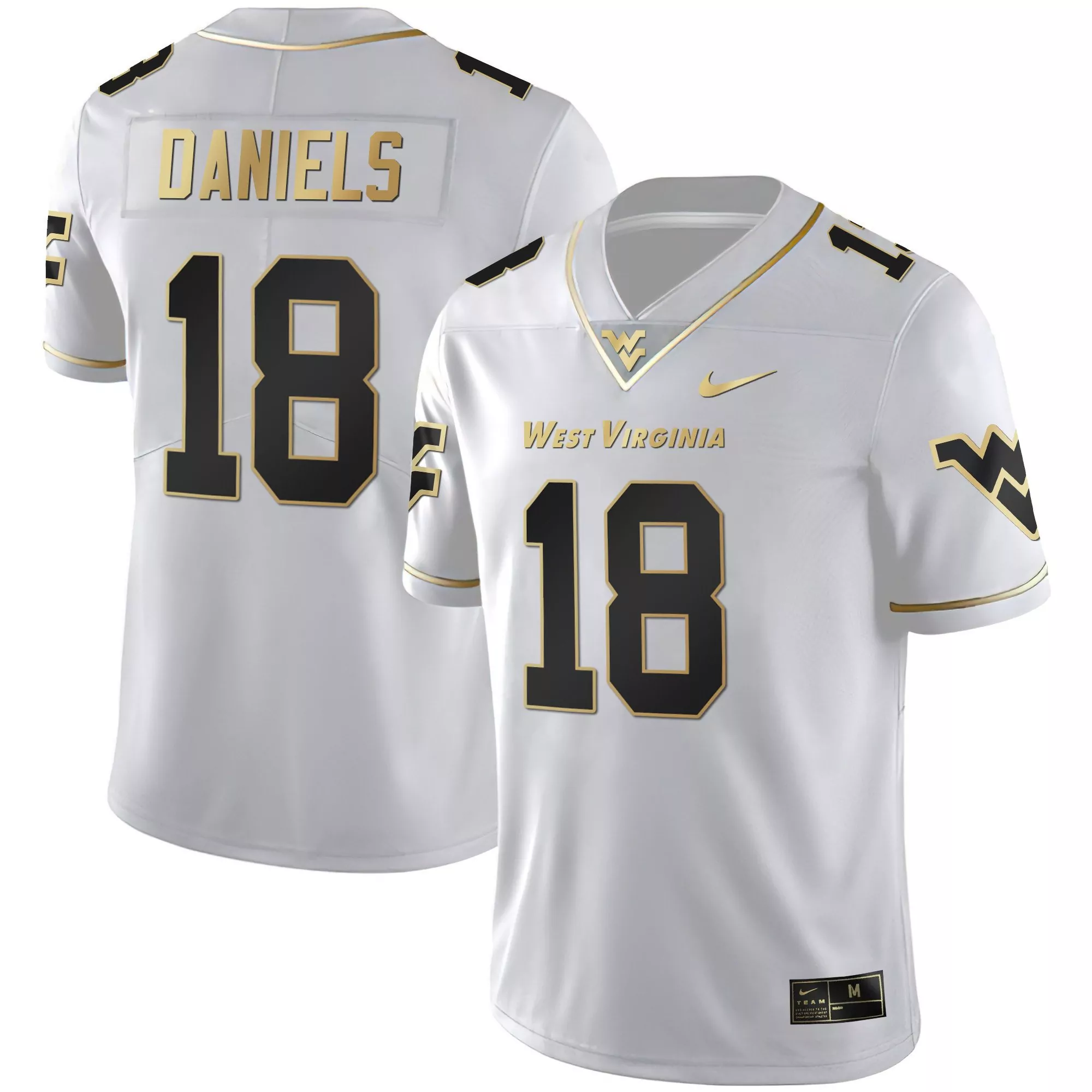 jt daniels white gold mens west virginia mountaineers black limited gold vapor jersey all stitched