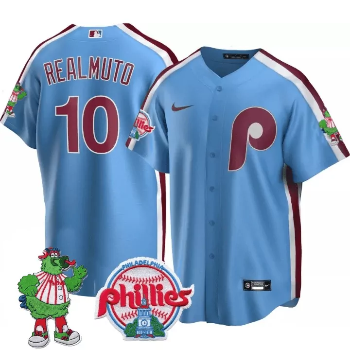 jt realmuto blue mens philadelphia phillies phillie phanatic patch cool base jersey all stitched