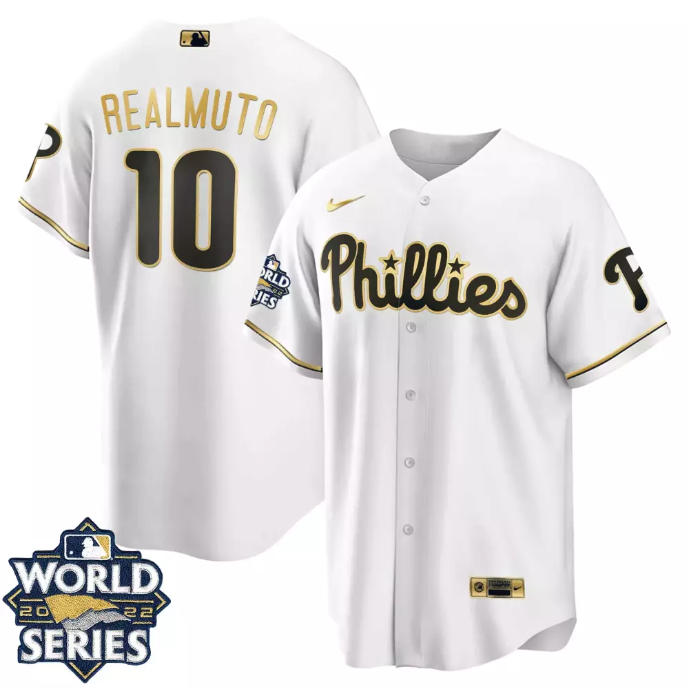 jt realmuto cool home youths philadelphia phillies gold 2022 world series jersey all stitched
