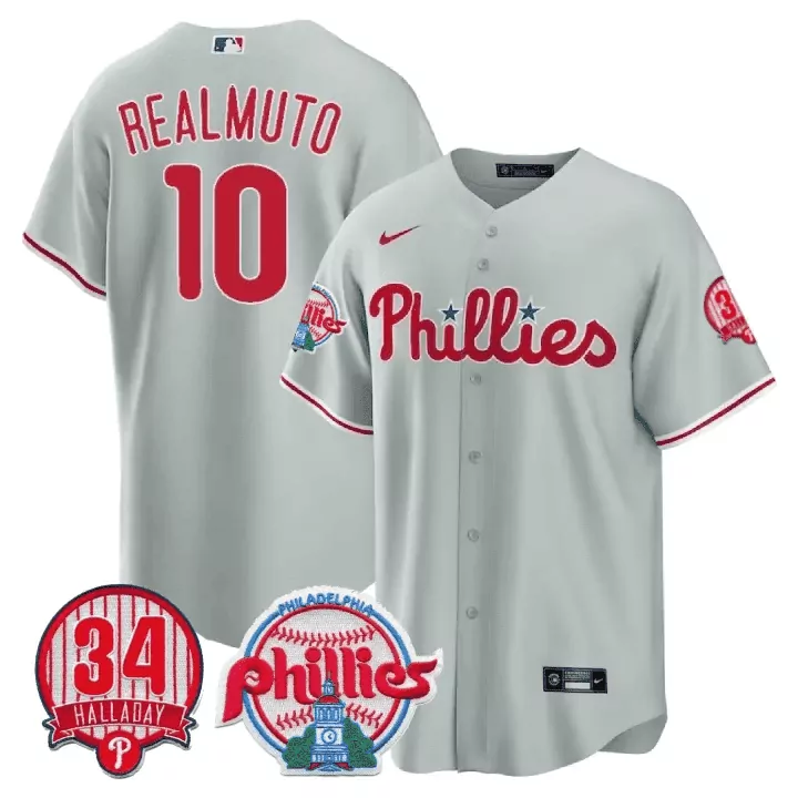 jt realmuto gray mens philadelphia phillies phillie phanatic patch cool base jersey all stitched