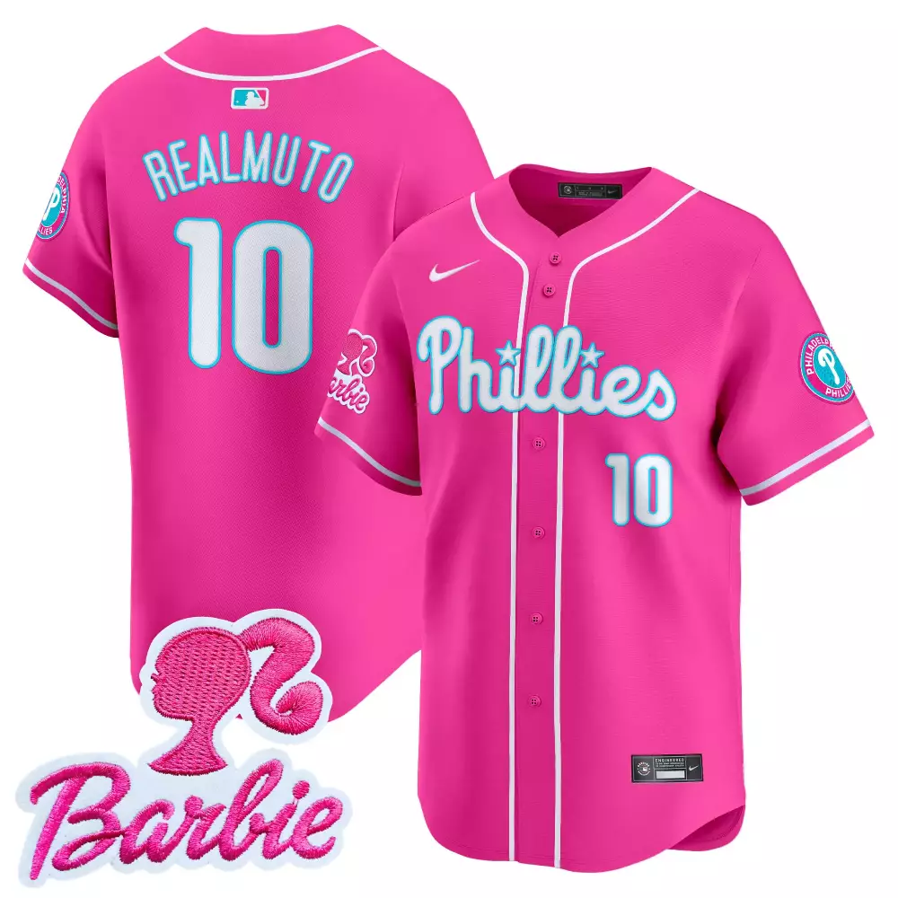 Realmuto Phillies Pink Unisex Barbie Patch Vapor Premier Jersey | Limited Edition Stitched Fan Gear | For Men, Women & Youth