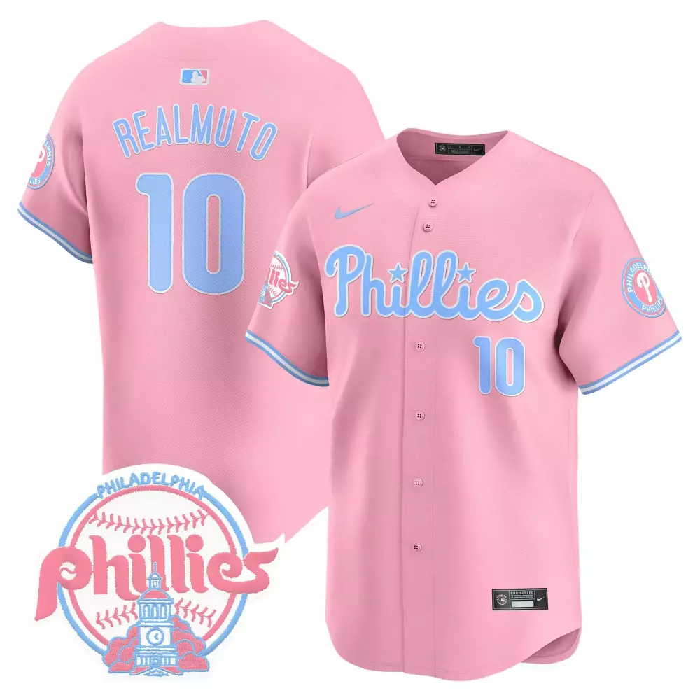 Realmuto Phillies Pink Bubblegum Pink Vapor Premier Jersey | Limited Edition Stitched Fan Gear | For Men, Women & Youth