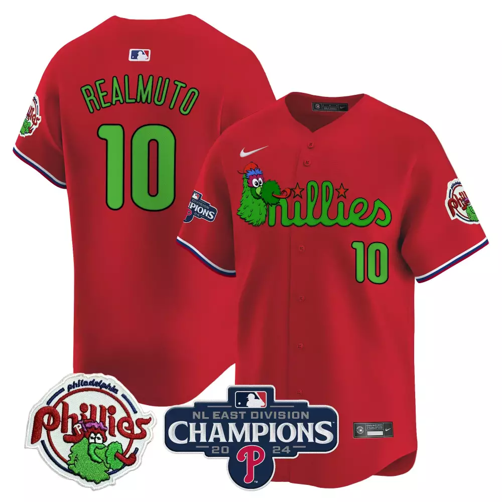 Realmuto Red Phillies Phanatic 2024 NL East Champions Vapor Premier Limited Jersey V2 | Stitched Fan Gear | For Men, Women & Youth